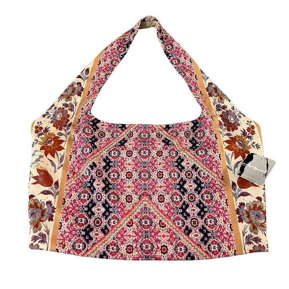 Free People Movement Womens M Hater Crop Top Cream Pink Rust Boho Print Yoga New - Picture 1 of 7